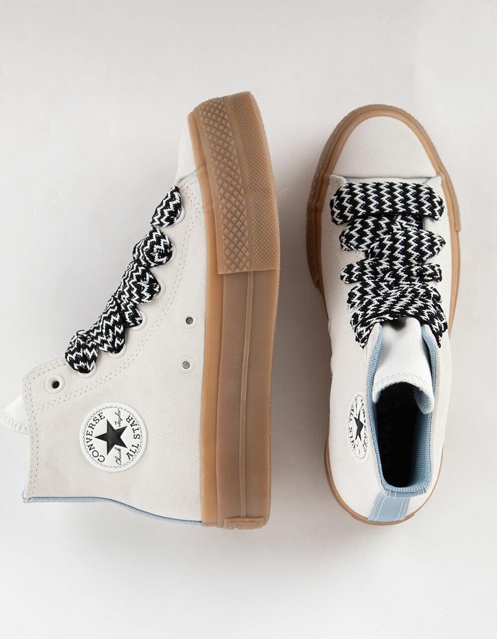 CONVERSE Chuck Taylor All Star Lift Platform Suede Womens High Top Shoes - OFF WHITE Product Image