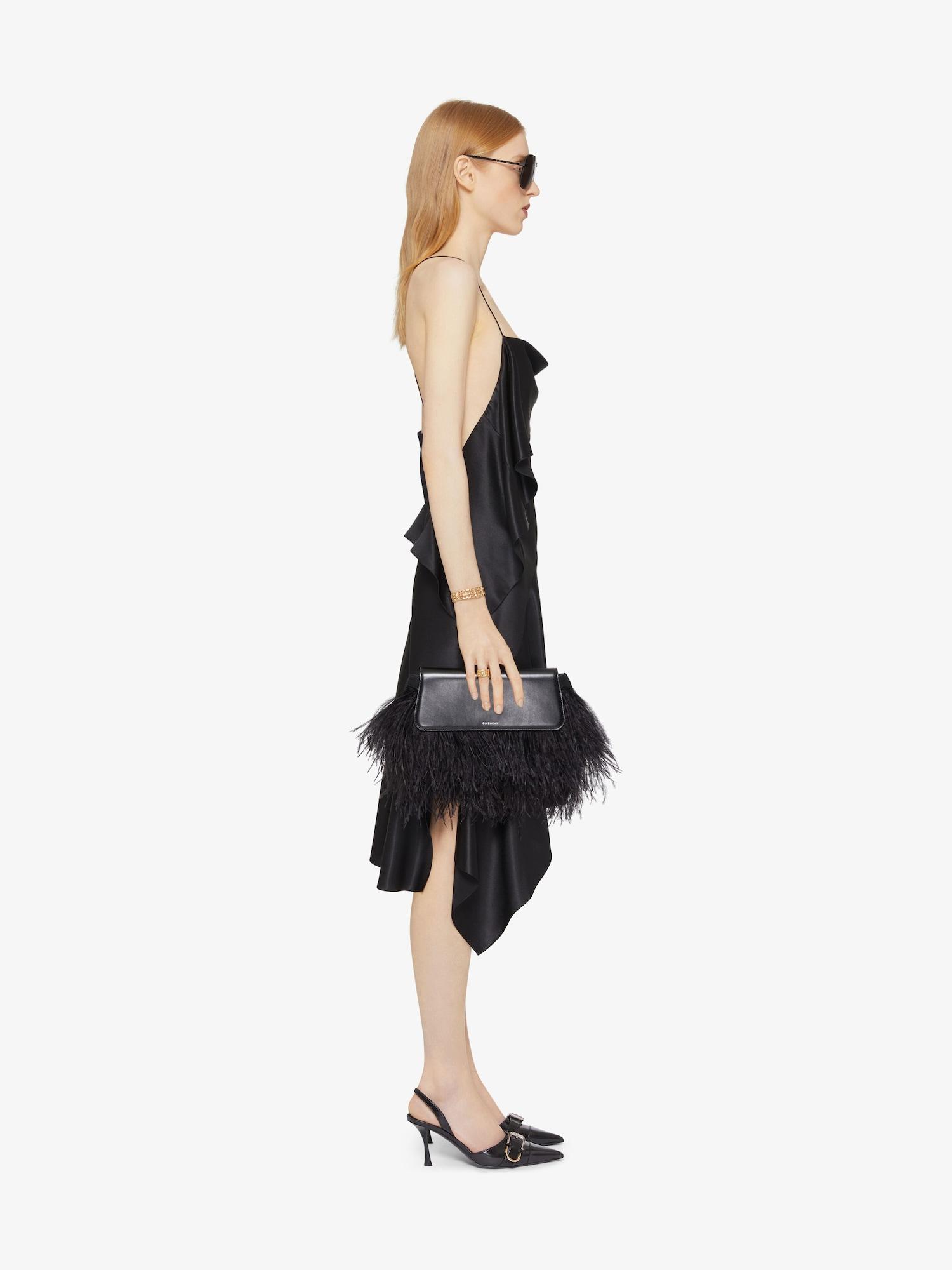 Asymmetric draped dress in satin Product Image