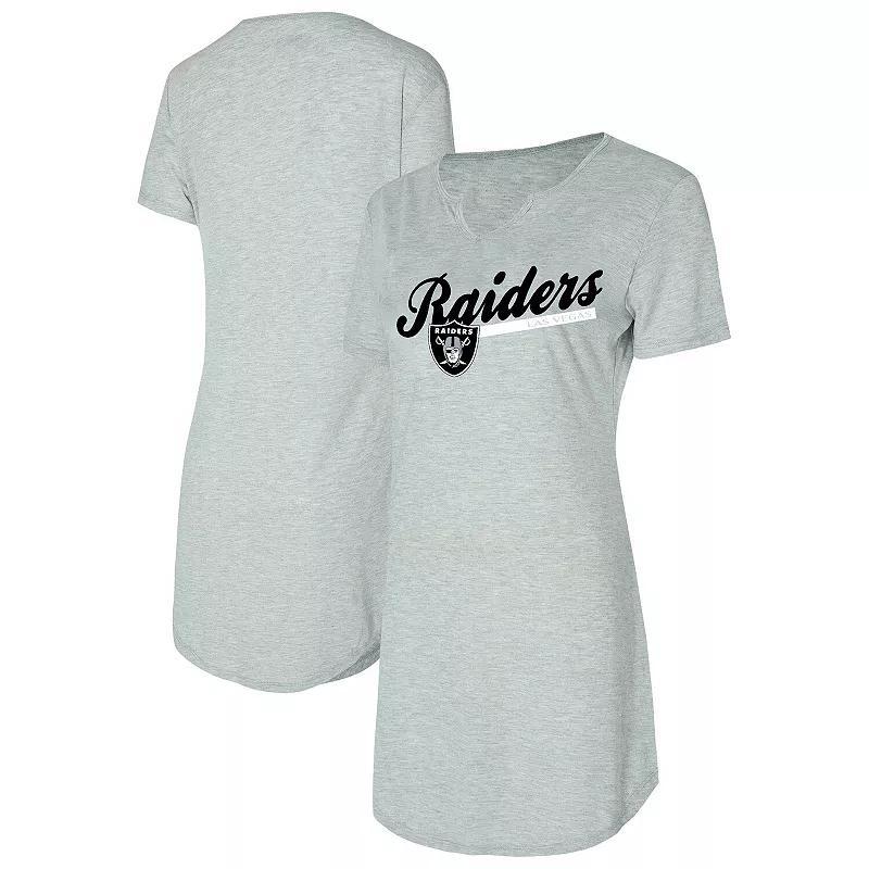 Womens Concepts Sport Gray Las Vegas Raiders Petition Knit Nightshirt Product Image