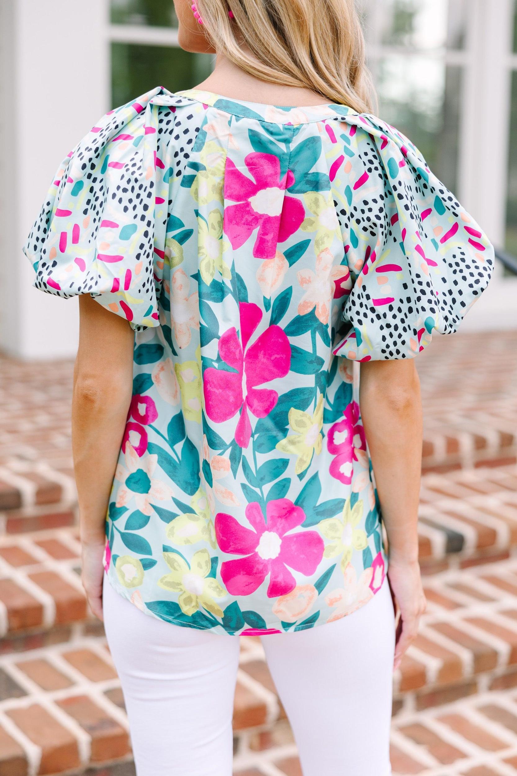 Forever Young Mint Green Floral Blouse Female Product Image