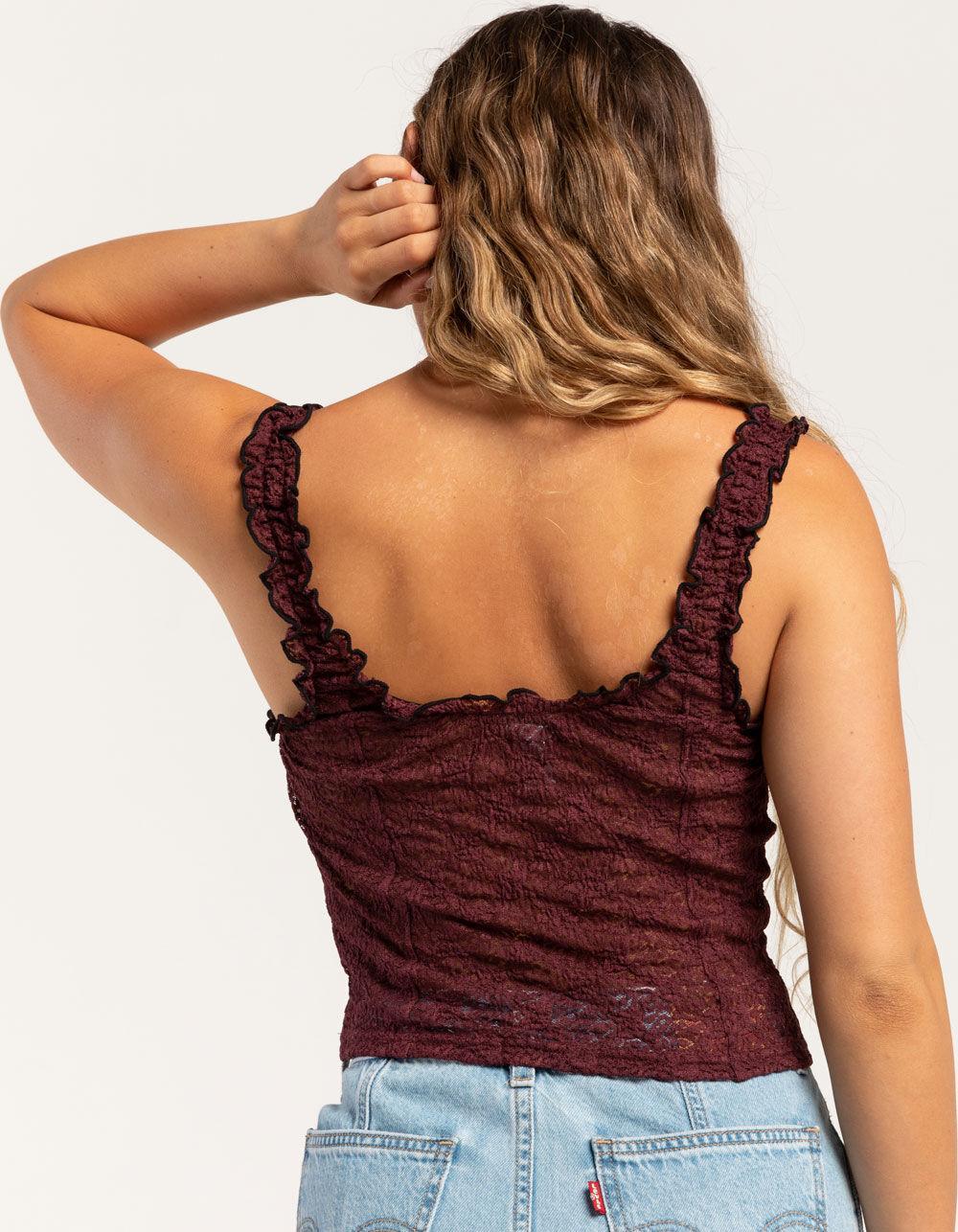 WEST OF MELROSE Womens Lace Top - BURGUNDY Product Image