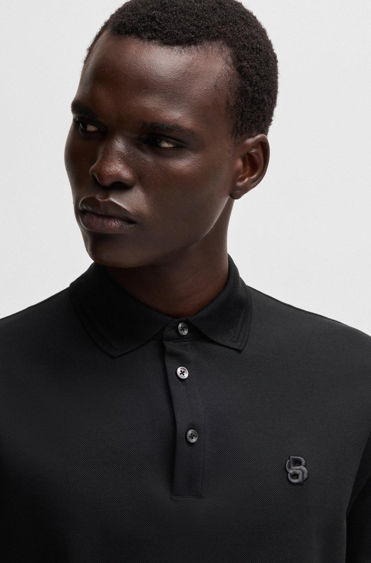 Cotton-piqué polo shirt with Double B monogram Product Image
