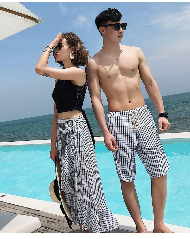 Couple Matching Crop Tankini Top / Cover Up Skirt / Swim Shorts / Set (Various Designs) Product Image