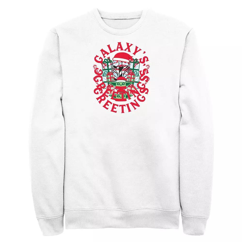 Men's The Mandalorian Galaxy's Greetings Graphic Fleece, Size: XXL, White Product Image