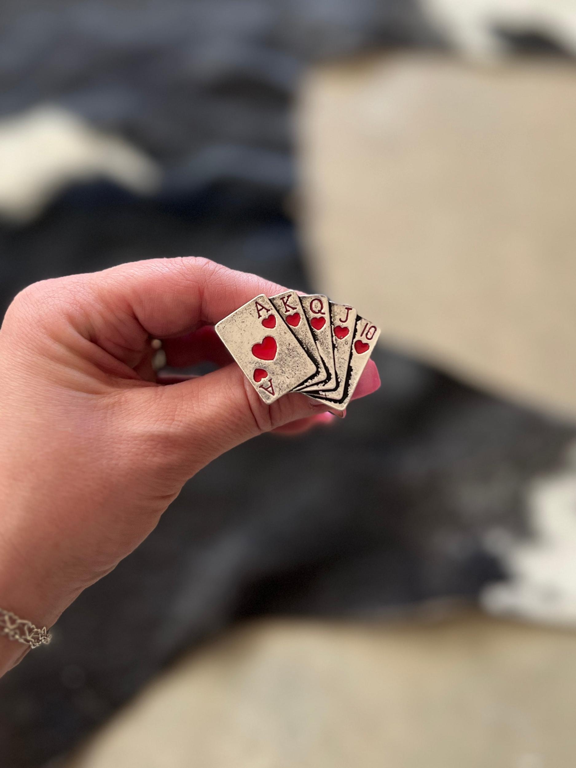 Red Heart Playing Card Adjustable Ring Product Image