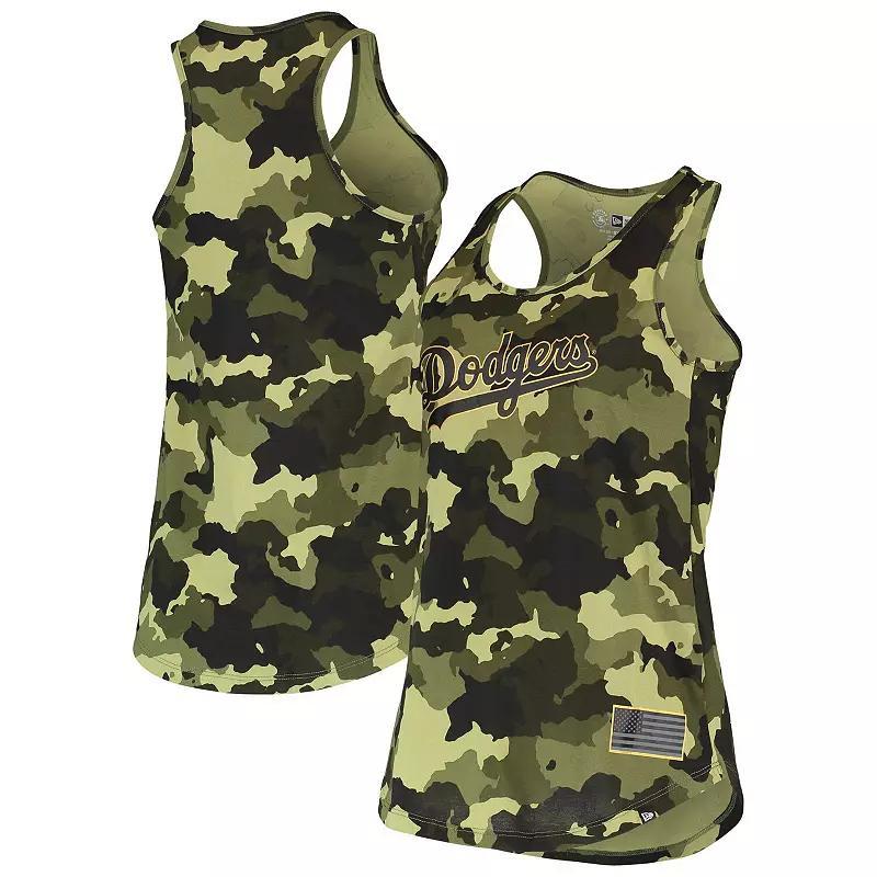 Womens New Era Los Angeles Dodgers 2022 MLB Armed Forces Day Camo Racerback Tank Top Product Image