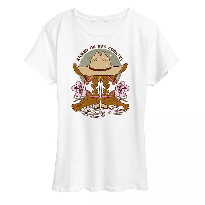 Women's Raised On 90's Country Graphic Tee, Size: Small, Grey Gray Product Image