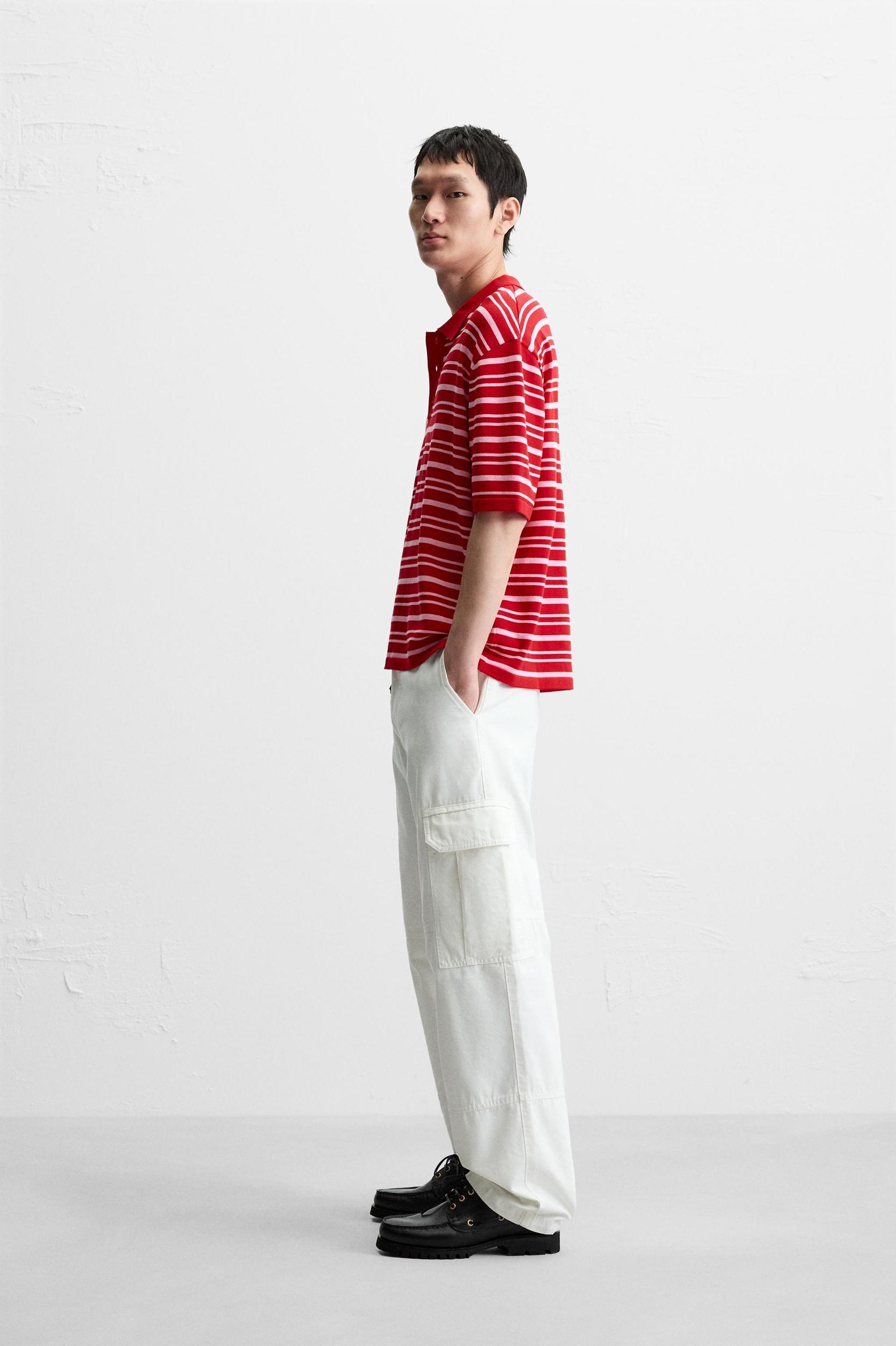 STRIPED JACQUARD KNIT POLO Product Image