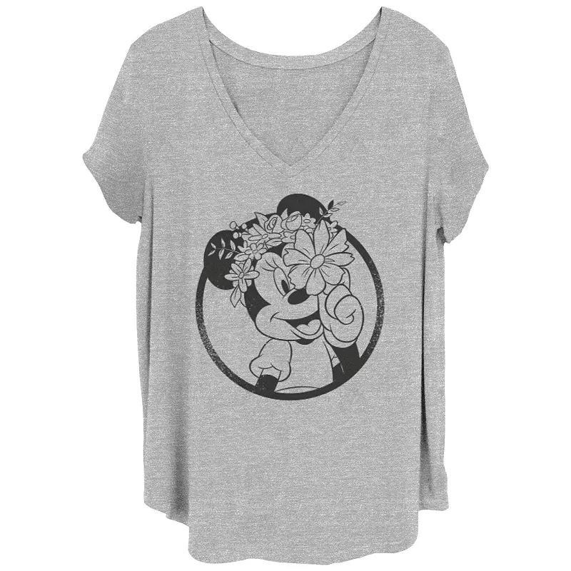 Disney's Minnie Mouse Flowers Juniors' Plus Graphic Tee, Women's, Size: 2XL, Grey Gray Product Image