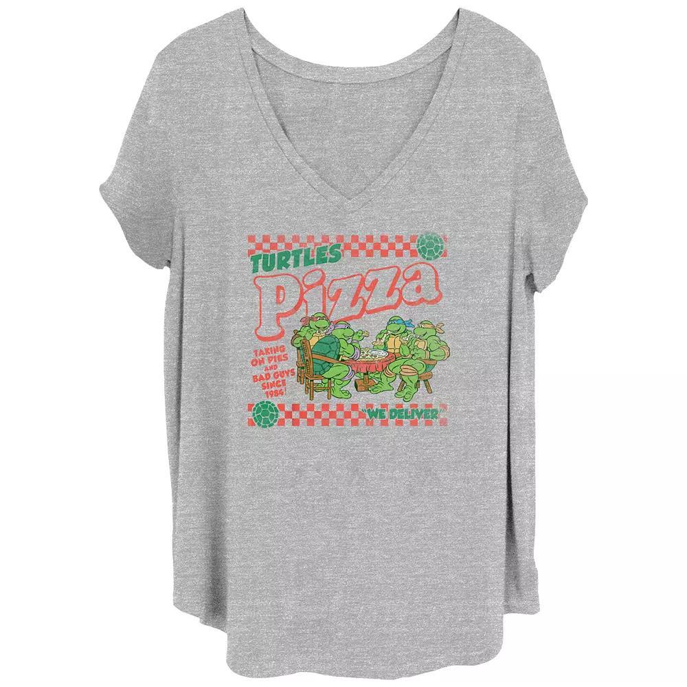 Juniors' Plus Size Teenage Mutant Ninja Turtles Pizza Place Graphic Tee, Women's, Size: 4XL, Grey Gray Product Image