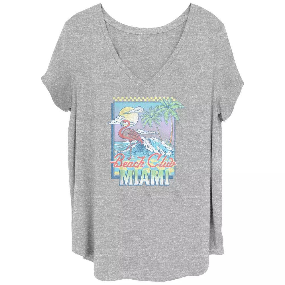 Juniors' Plus Size Miami Beach Club Graphic Tee, Girl's, Size: 2XL, Grey Gray Product Image