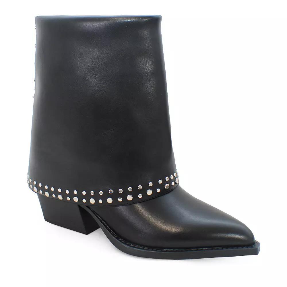 Yoki Gayle Women's Mid Shaft Studded Western Boots, Size: 6.5, Black Product Image