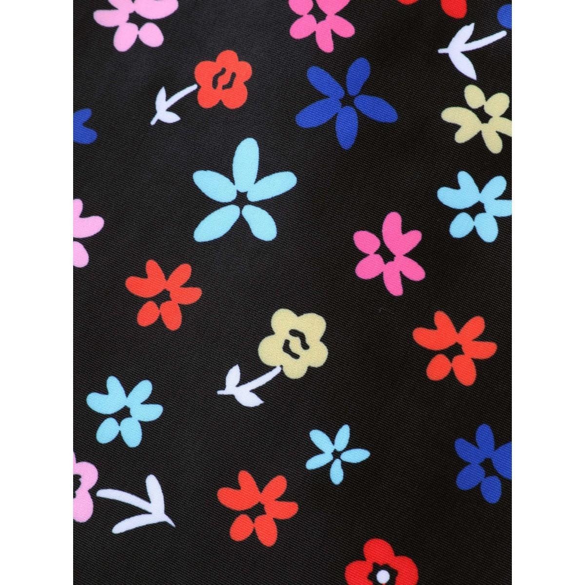 Plus Size Florals Everywhere Fit and Flare Swim Dress Women's Swimwear Black Beach Bodycon U-neck High stretch Curve Swim Dresses BloomChic 10/M Product Image