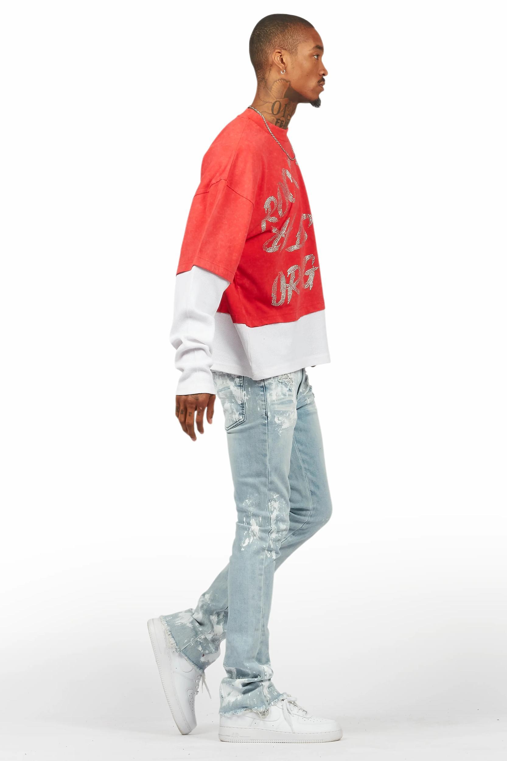 Kodak Blue/White Painter Stacked Flare Jean Male Product Image
