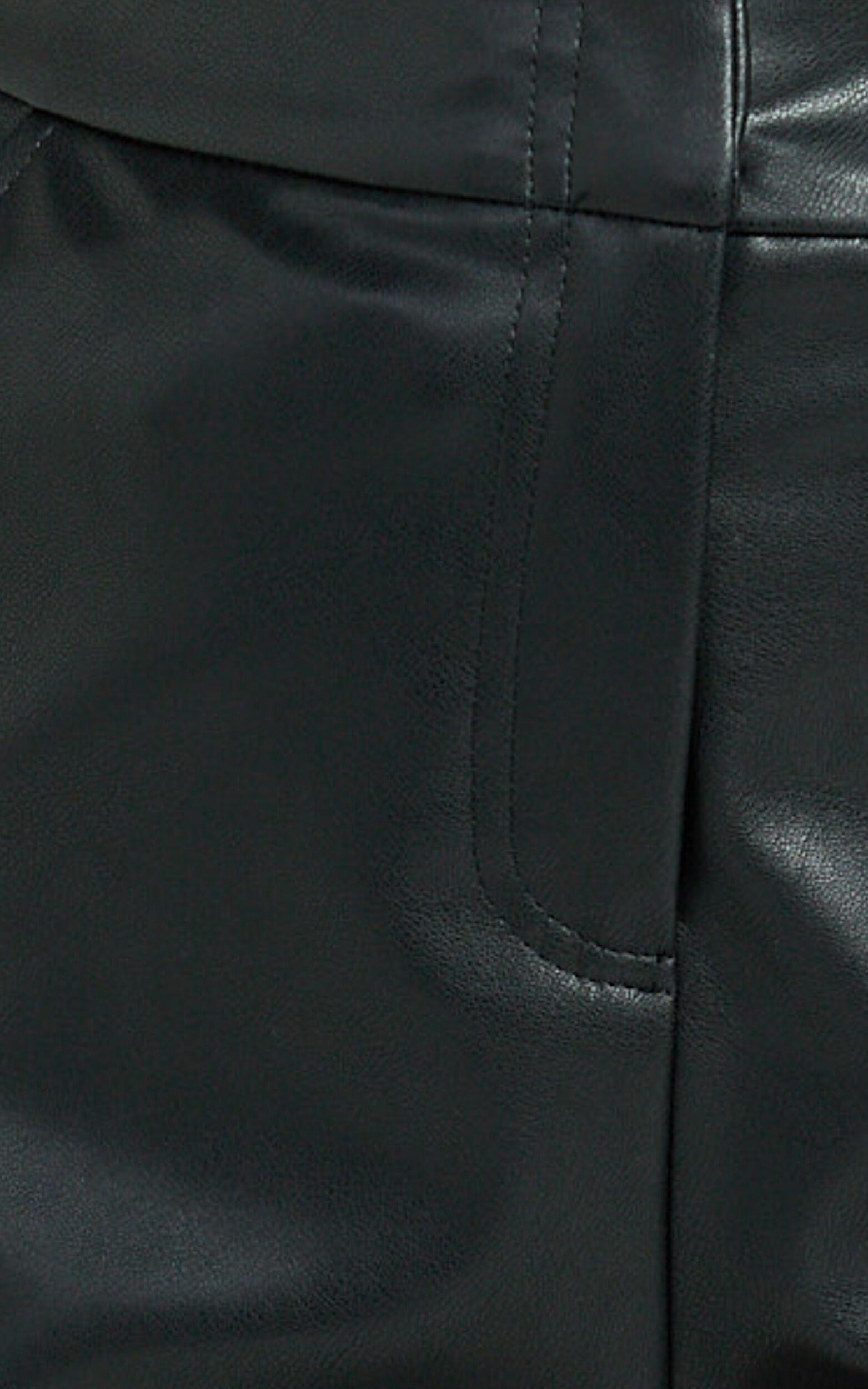 Braelyn Shorts - Faux Leather Mid Waisted Mini Shorts in Black Product Image