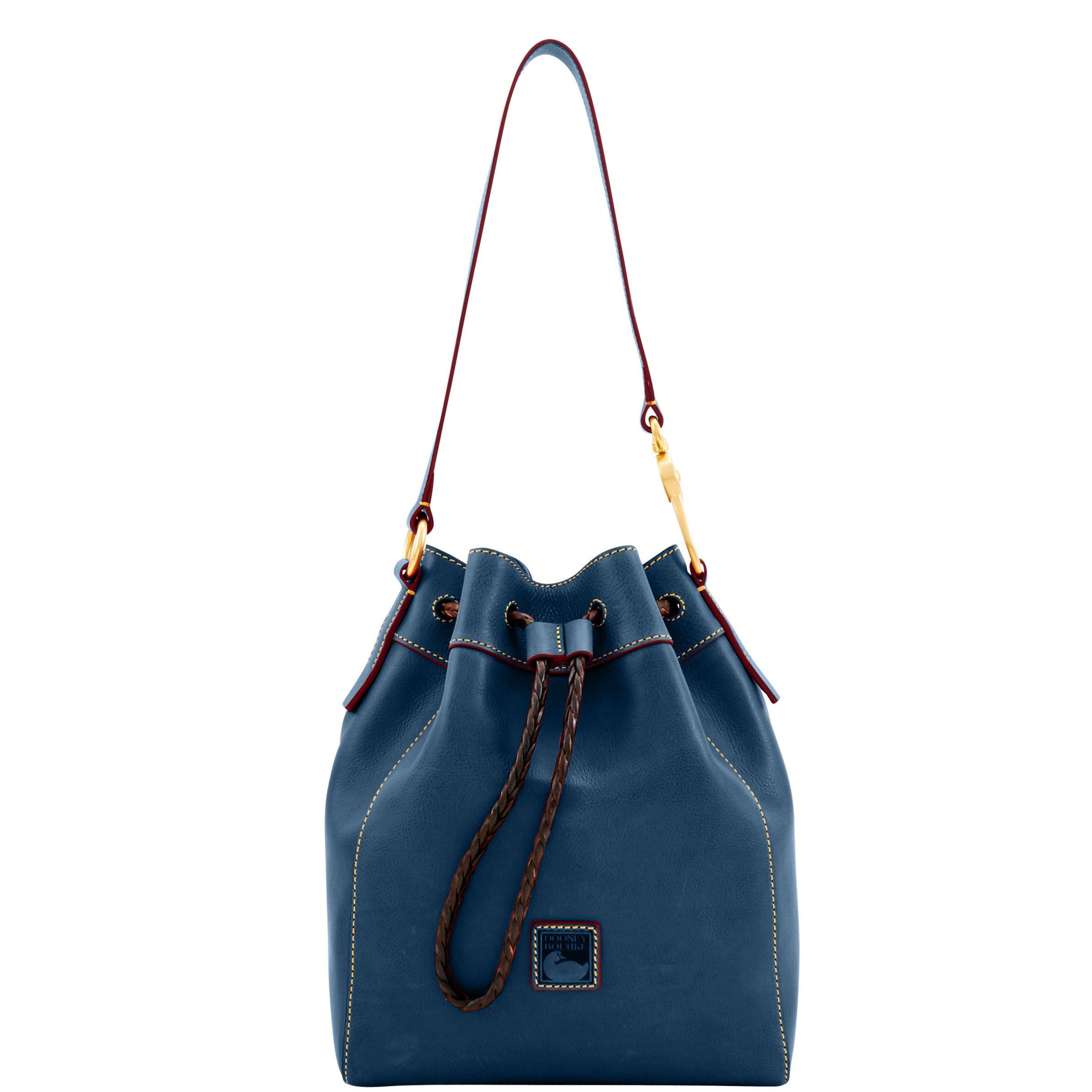 Dooney & Bourke Womens Florentine Hattie Drawstring Leather Shoulder Bag in Slate Product Image