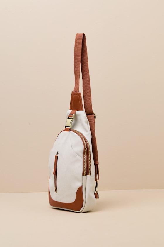 Myla Cream Canvas Crossbody Backpack Product Image