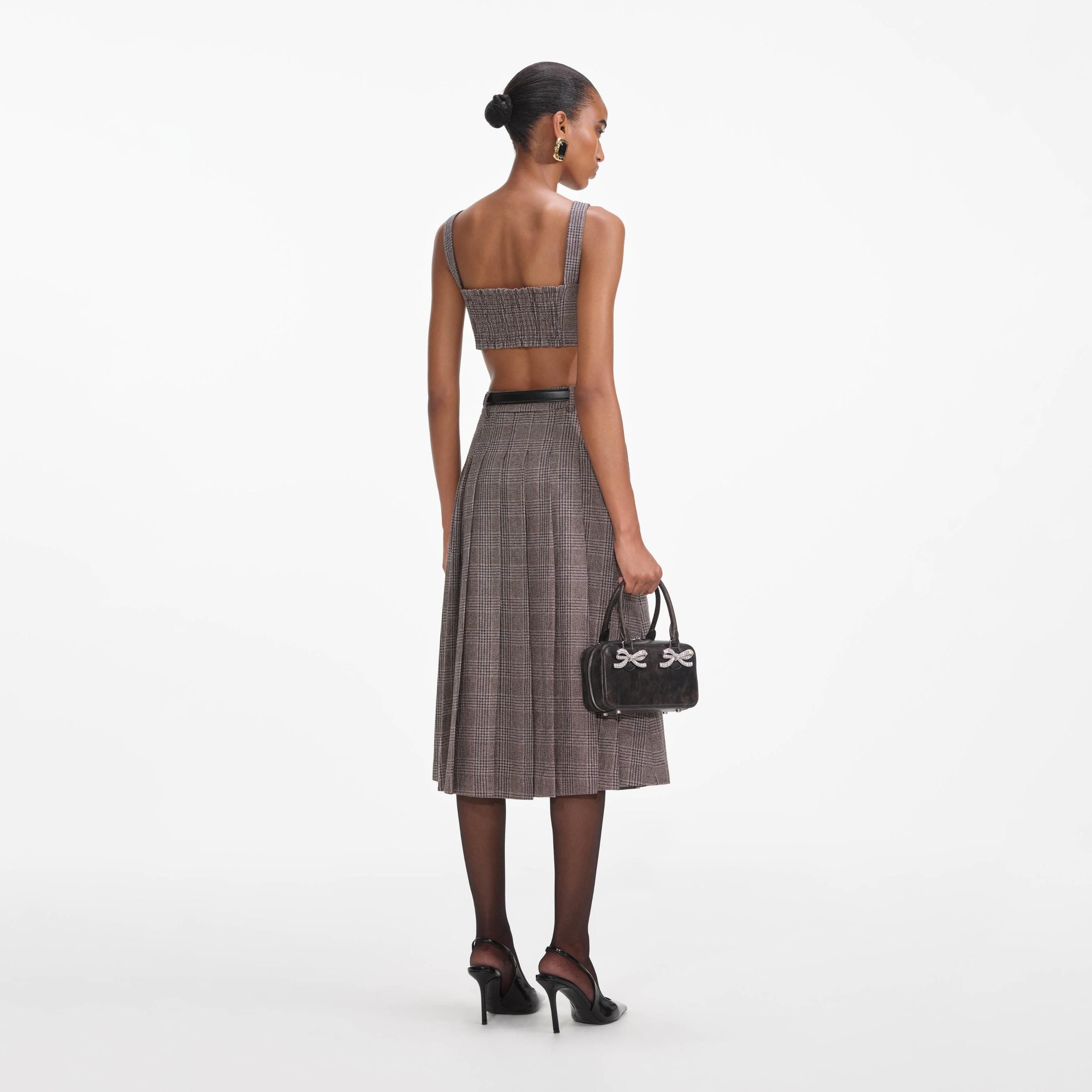 Brown Check Crop Top Product Image