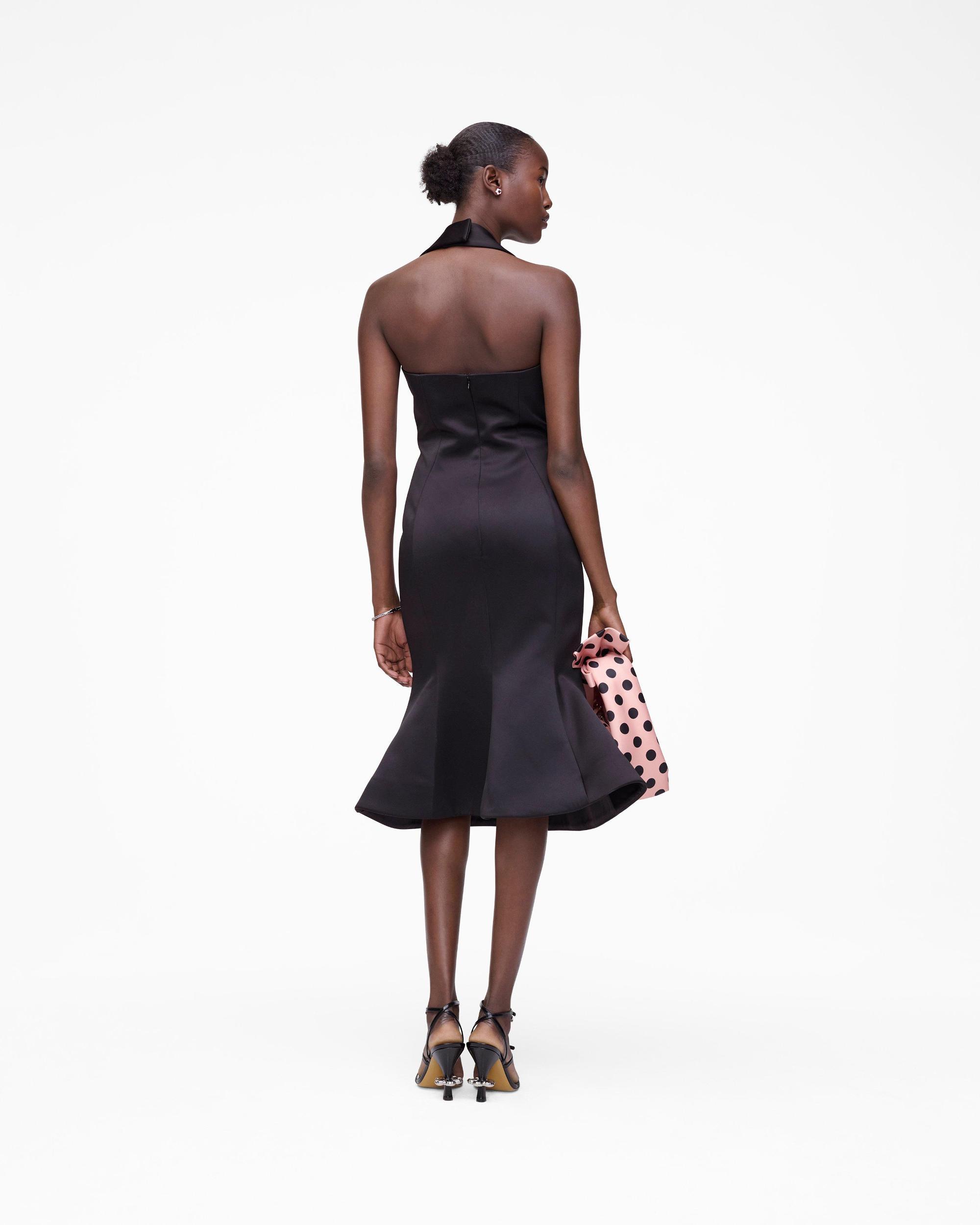 Sculpted Satin Halter Dress Product Image