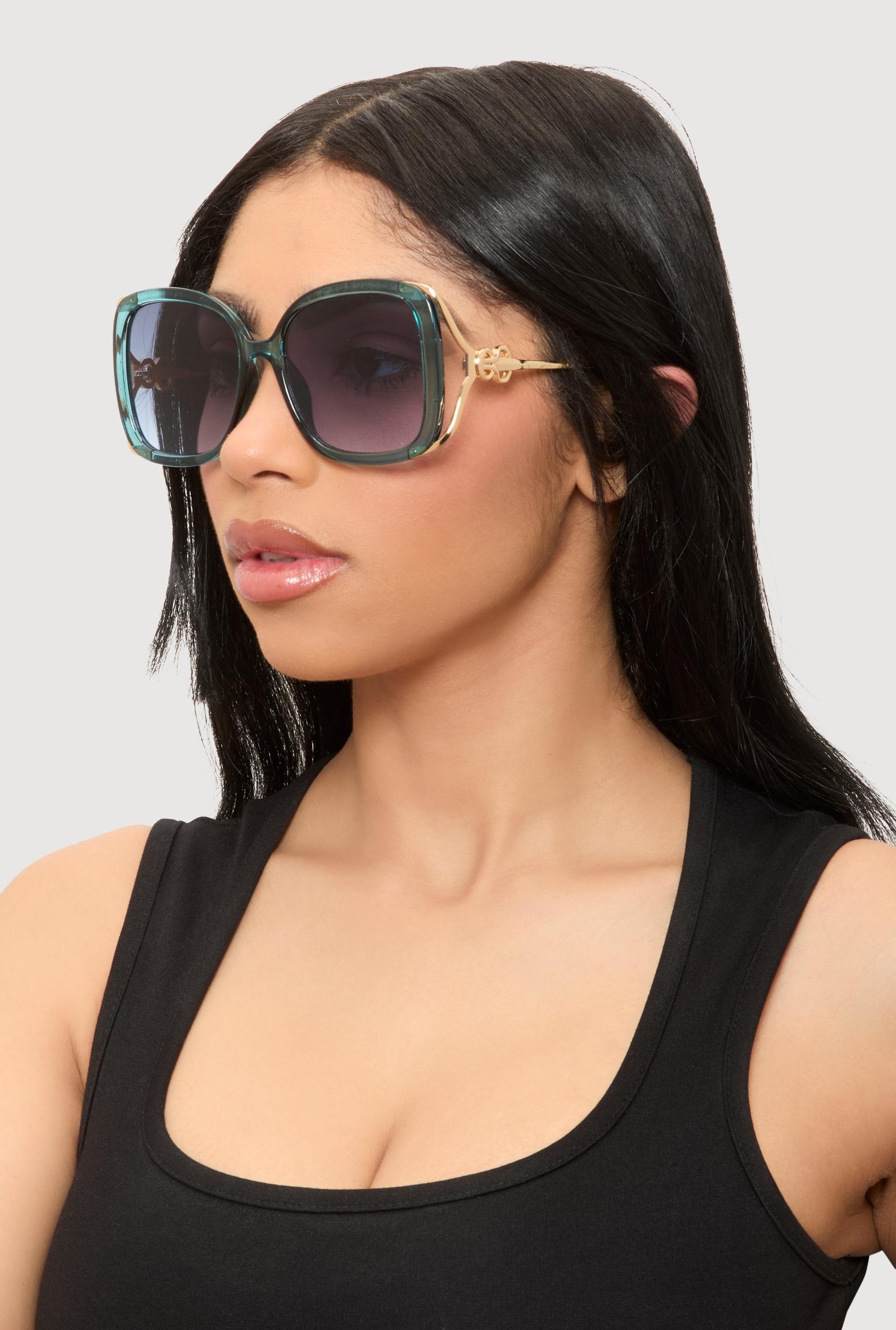 Metallic Detail Gradient Lens Sunglasses Female Product Image