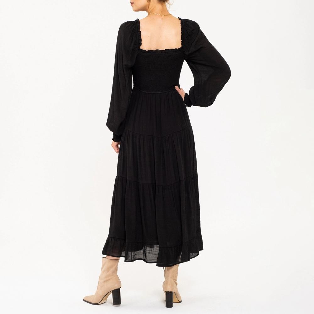 August Sky Women's Pleated Neckline Midi Dress Product Image