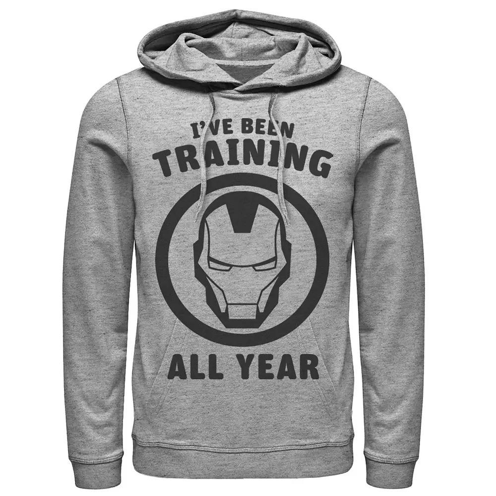 Men's Marvel Avengers Iron Man I've Been Training All Year Logo Hoodie, Size: XL, Athletic Grey Product Image