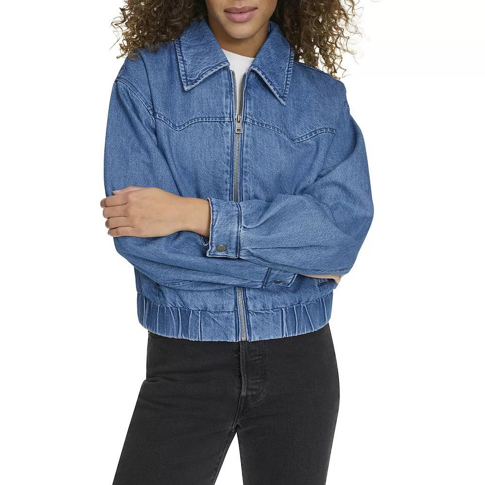 Women's Levi's® Denim Western Bomber Jacket, Size: XS, Medium Wash Blue Product Image