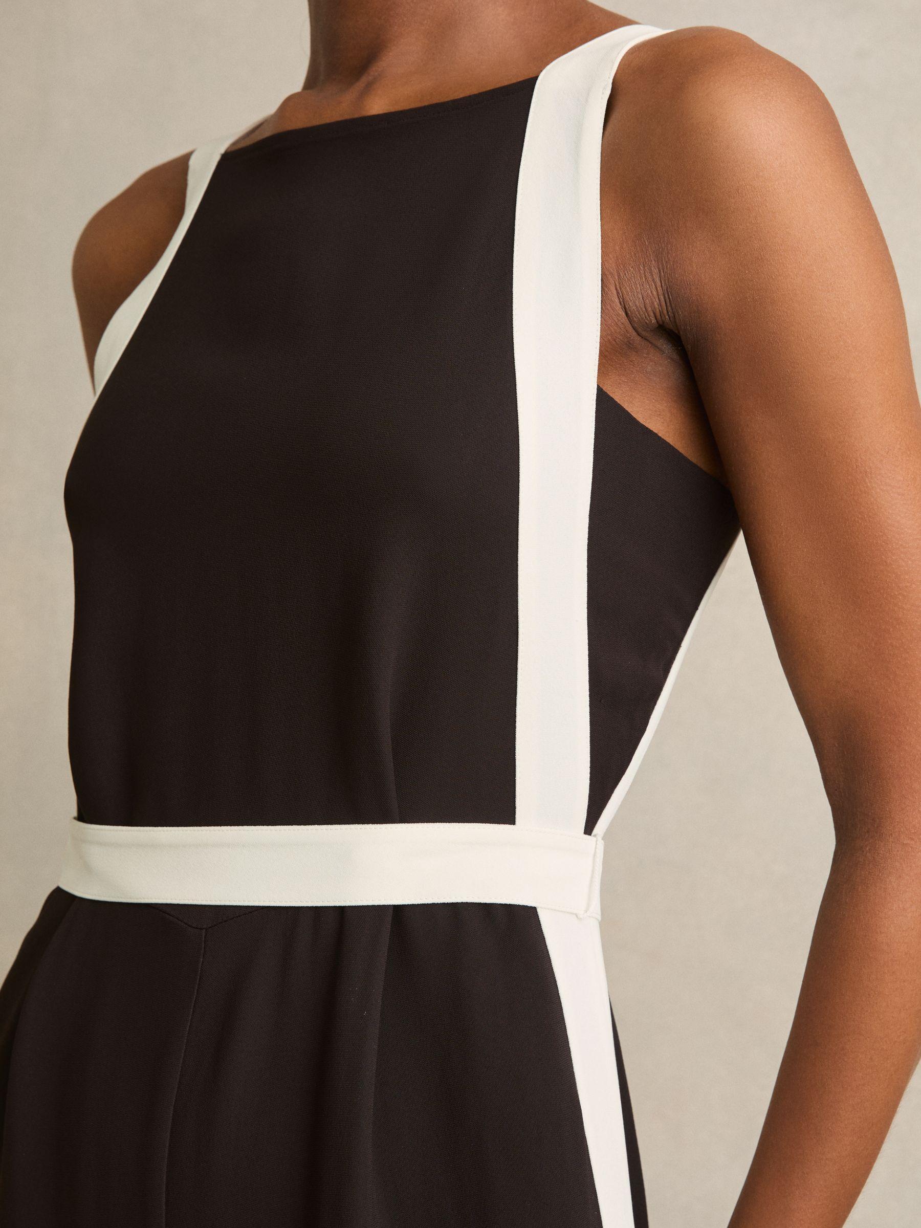 Colourblock Wide Leg Belted Jumpsuit in Chocolate/Cream Product Image