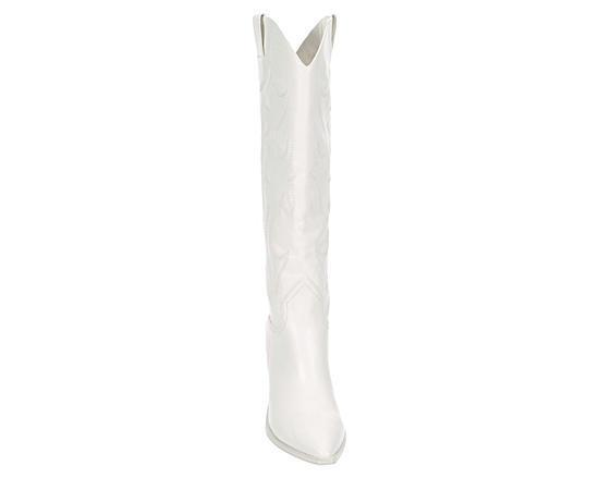 madden girl Arizona Womens Knee-High Western Boots Ivory Product Image
