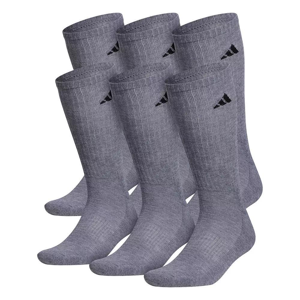 Men's adidas 6-pack Solid Color Athletic Cushioned Crew Socks, Size: 8-12, Medium Gray Product Image