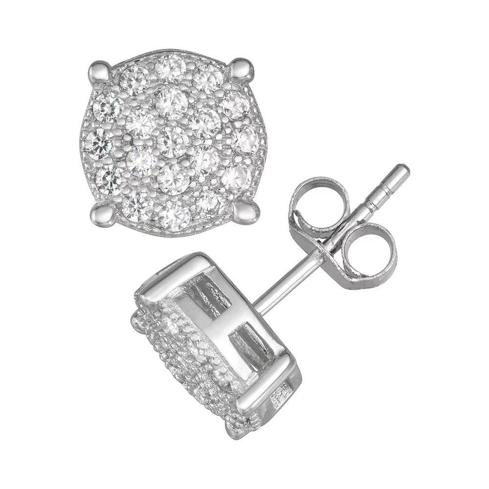Designs by Gioelli Men's Sterling Silver Cubic Zirconia Round Stud Earrings, Silver Tone Product Image