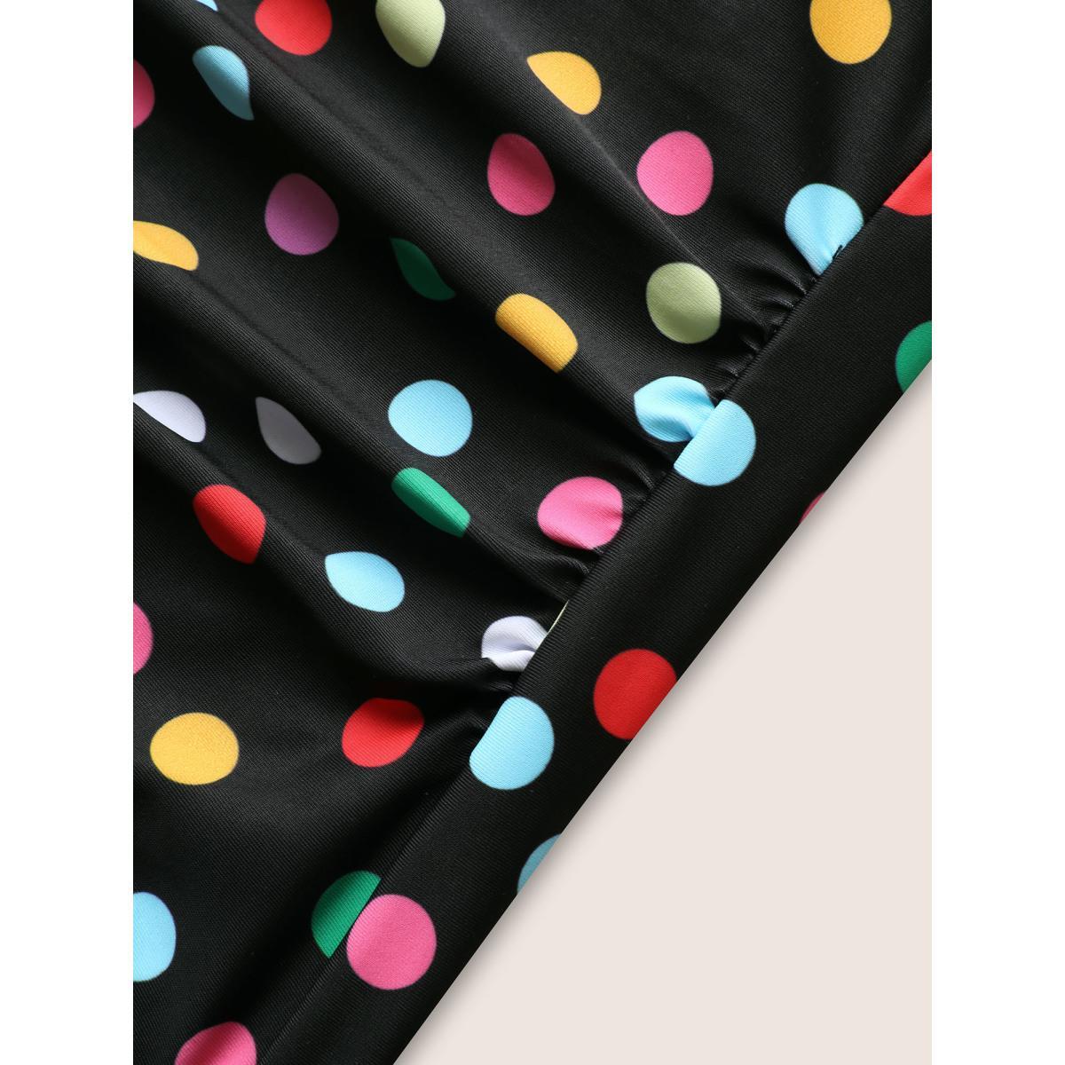 Plus Size Colored Polka Dot Ties Ruched One Piece Swimsuit Women's Swimwear Black Beach Tie knot Curve Bathing Suits High stretch One Pieces BloomChic 14-16/1X Product Image