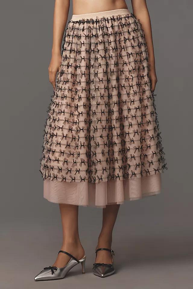 Maeve All-Over Bow Tulle Midi Skirt Product Image