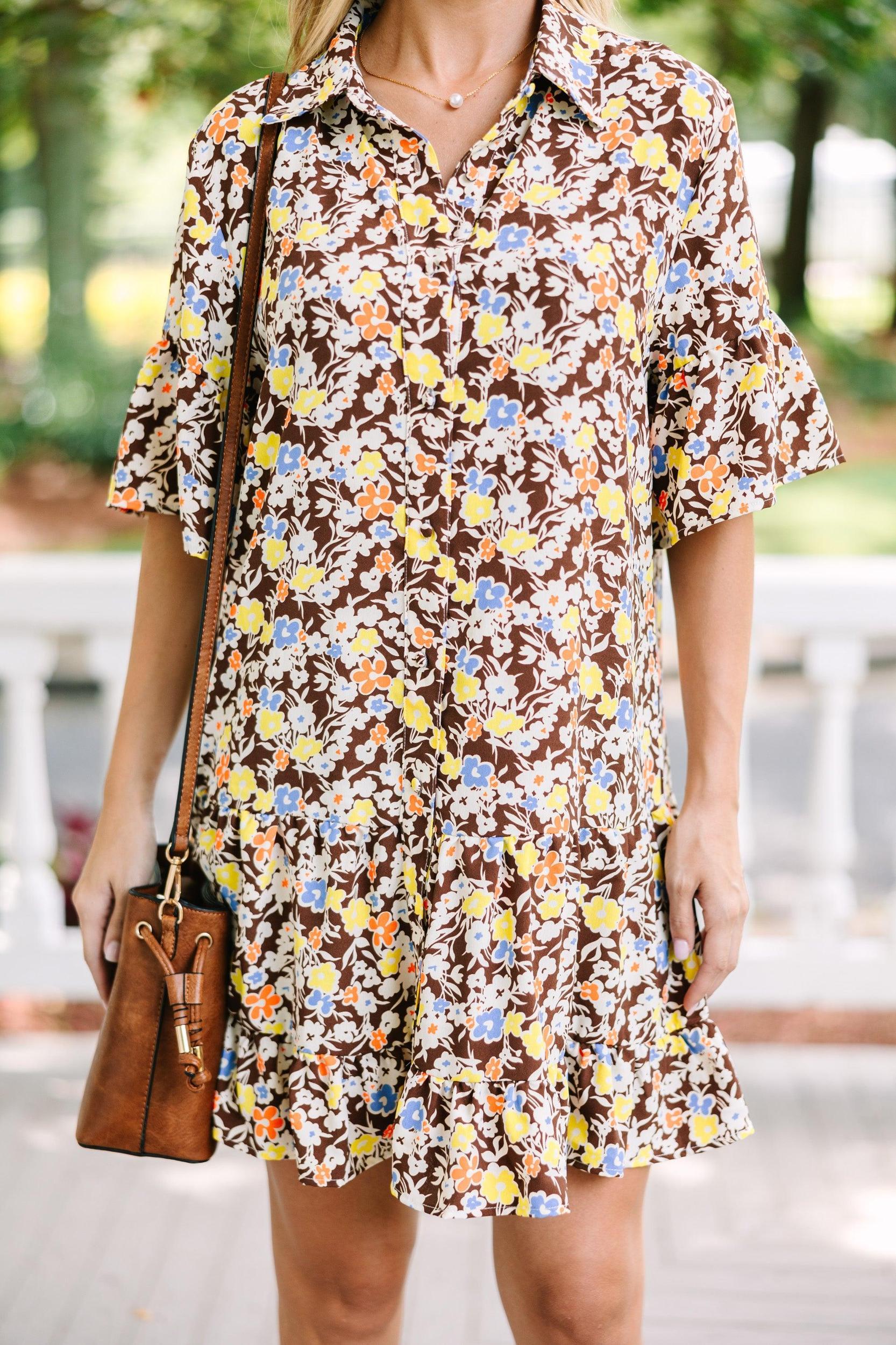 Get What You Need Brown Ditsy Floral Dress Female Product Image