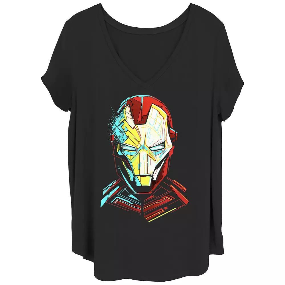 Juniors Plus Size Marvel Avengers Shiny Iron Man Helmet Graphic Tee, Girls Product Image
