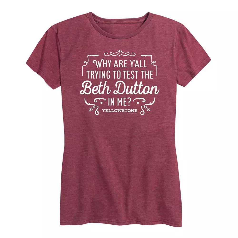Womens Yellowstone Trying To Test Graphic Tee, Girls Grey Blue Product Image