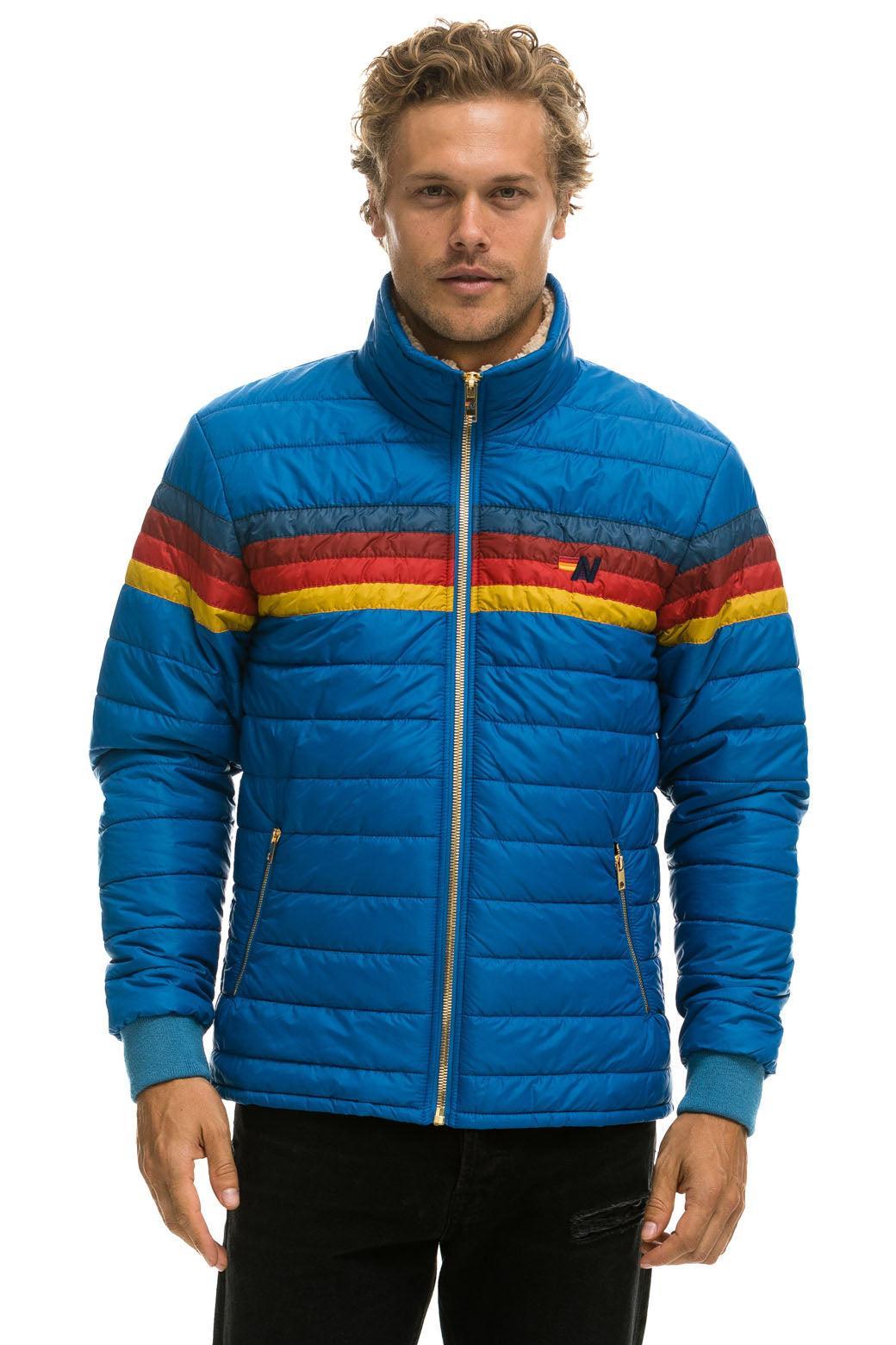 4 STRIPE RAINBOW SLEEVE JACKET  -  SNORKEL BLUE Male Product Image