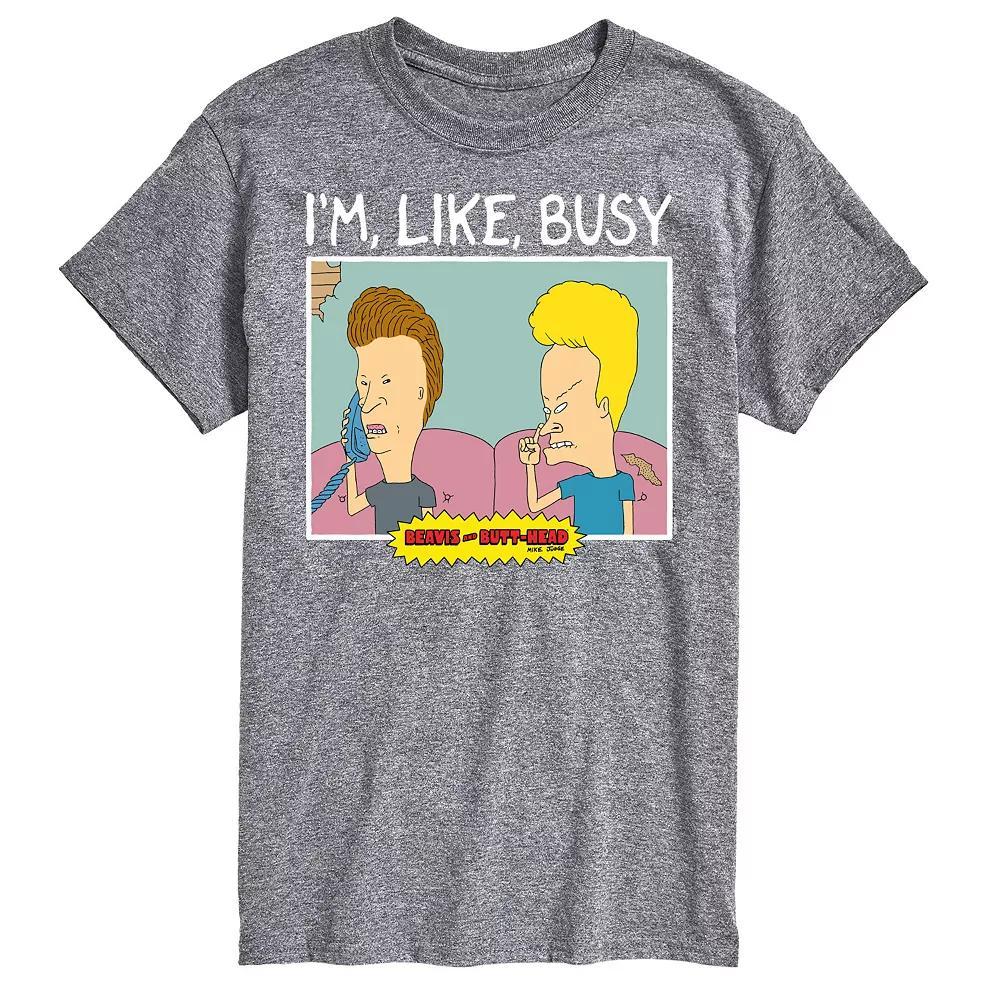 Men's Beavis And Butthead I'm Like Busy Tee, Size: XXL, Gray Product Image