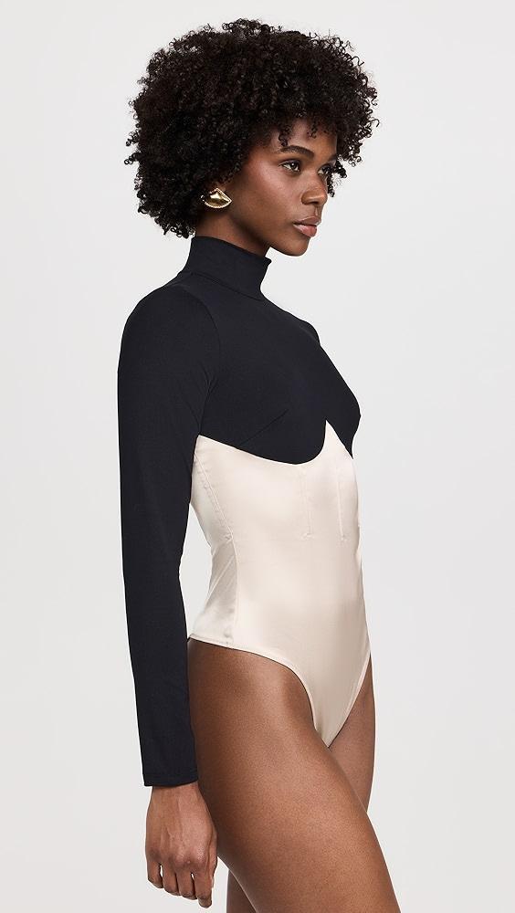 Fleur du Mal Mock Neck Long Sleeve Bodysuit | Shopbop Product Image