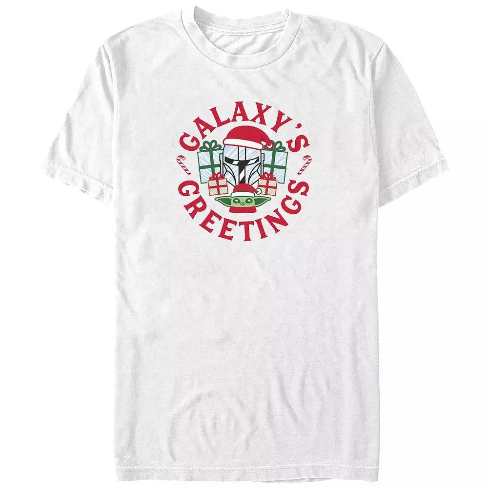 Big & Tall Star Wars The Mandalorian Galaxy's Greetings Graphic Tee, Men's, Size: 4XL Tall, White Product Image