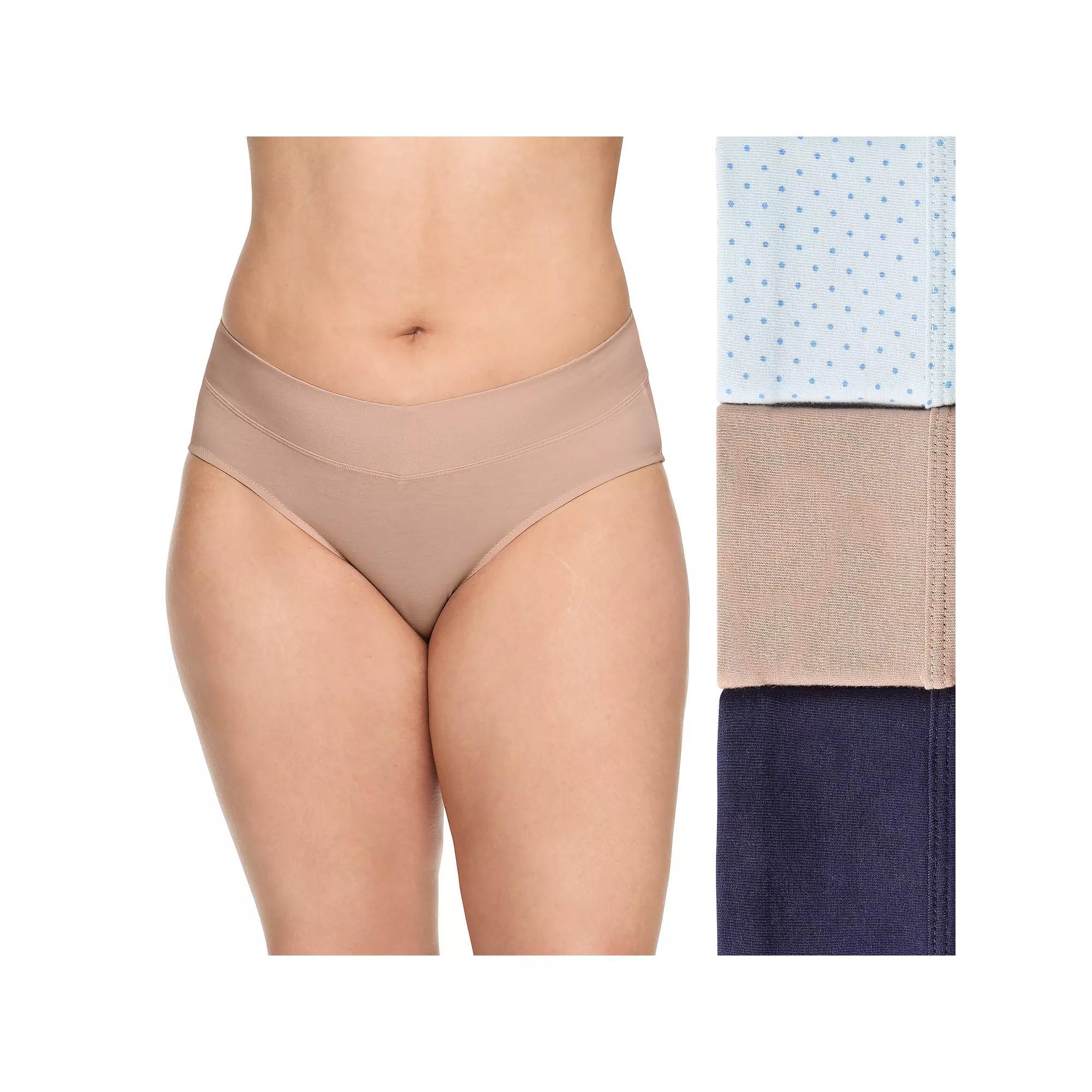 Women's Warners No Pinching No Problems® 3-pk. Dig-Free Mid-Waist Hipster Panty Set RU4403P, Size: Large, Evening Blue Product Image