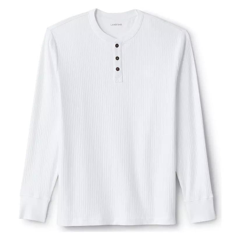 Men's Lands' End Ribbed Pajama Sleep Henley, Size: XXL, White Product Image