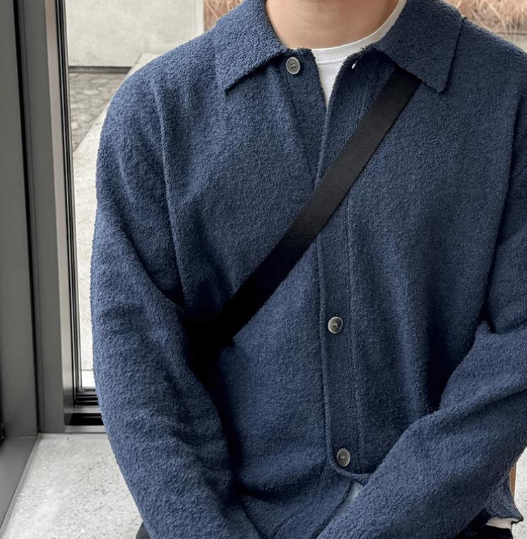 RT No. 11528 KNIT BUTTON-UP POLO SWEATER Product Image