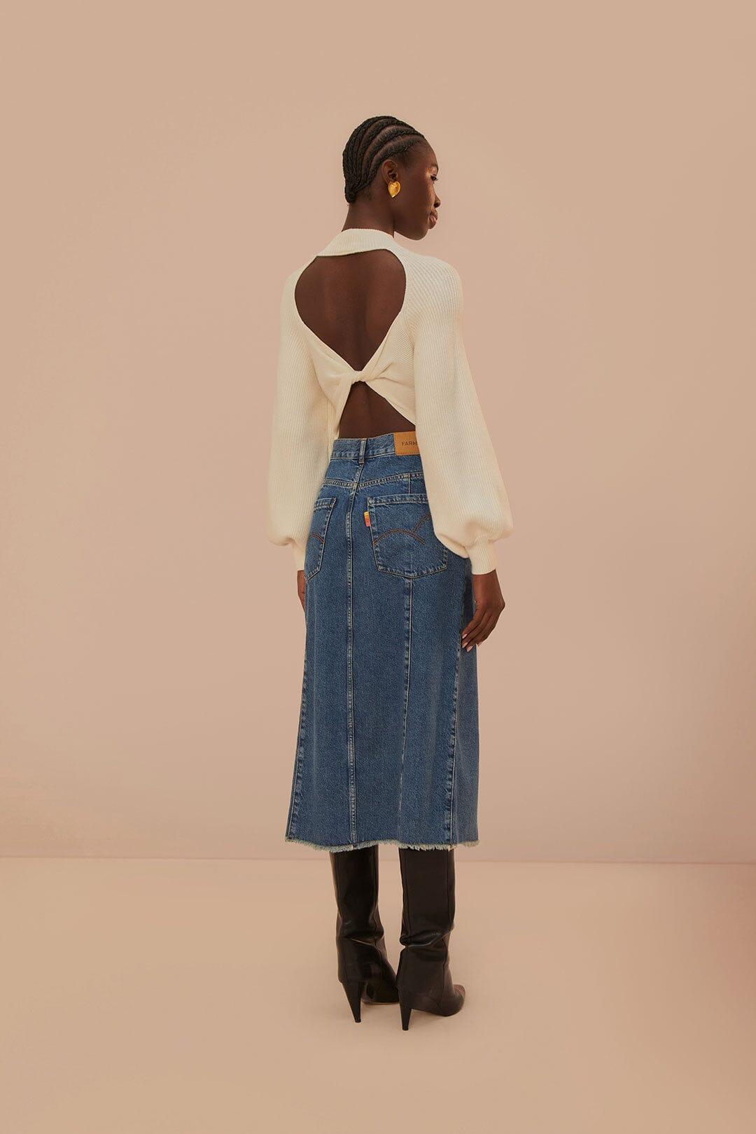 Denim Low Waist Midi Skirt, DENIM / 23 Product Image