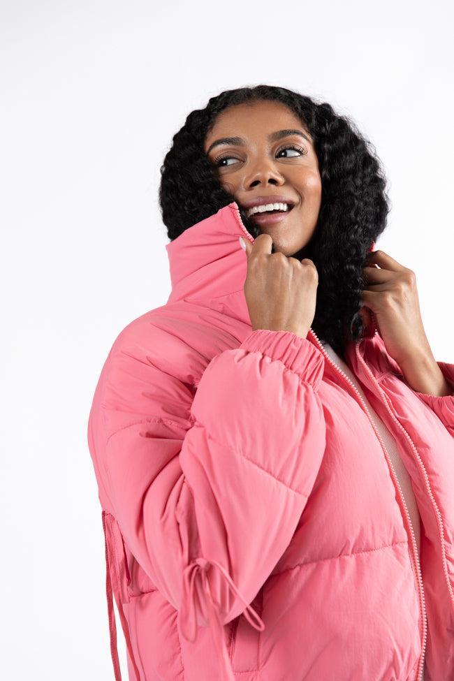 Where You'll Find Me Pink Bow Sleeve Puffer Jacket FINAL SALE Product Image