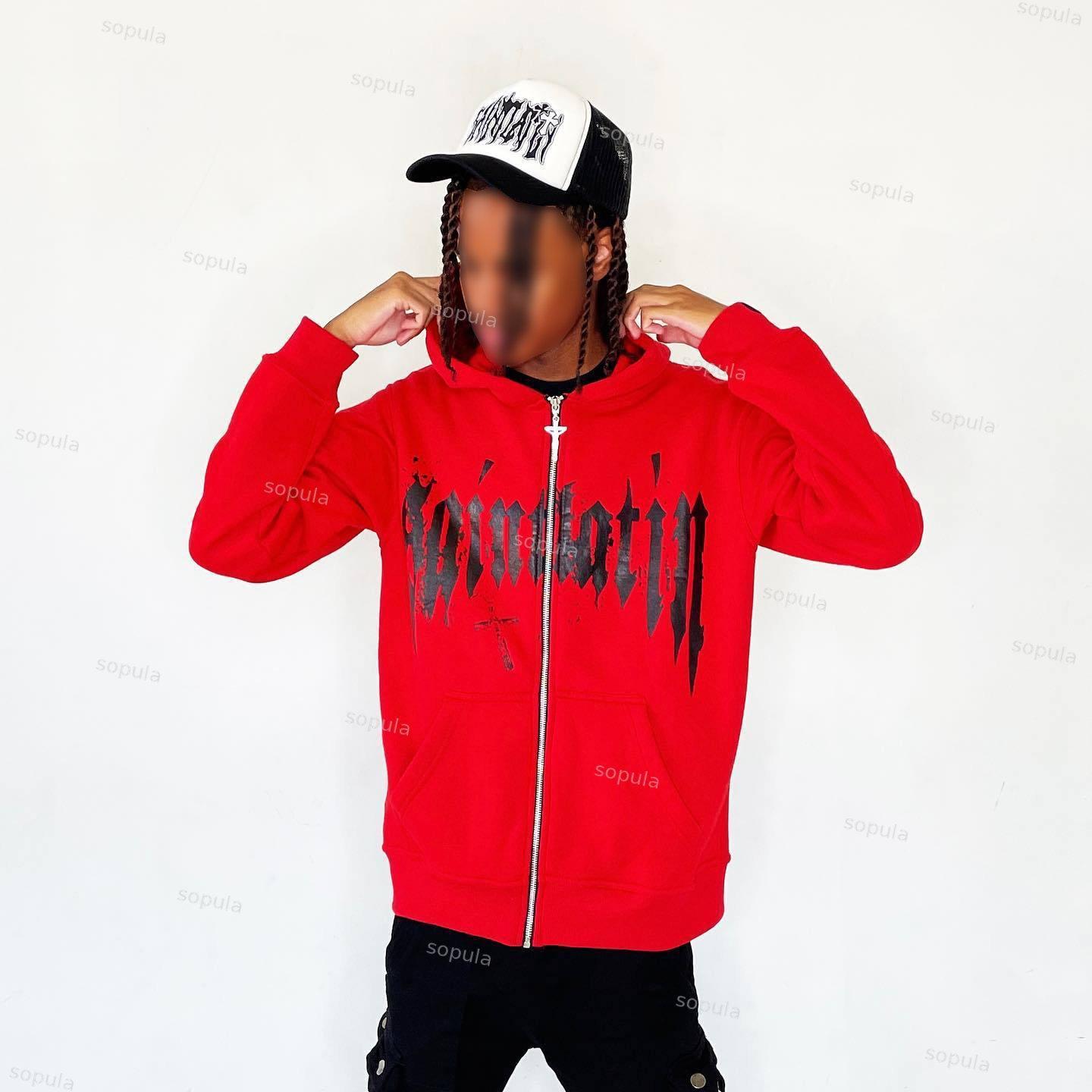Y2k Trendy Cross Graphic Zip-Up Hoodie Product Image