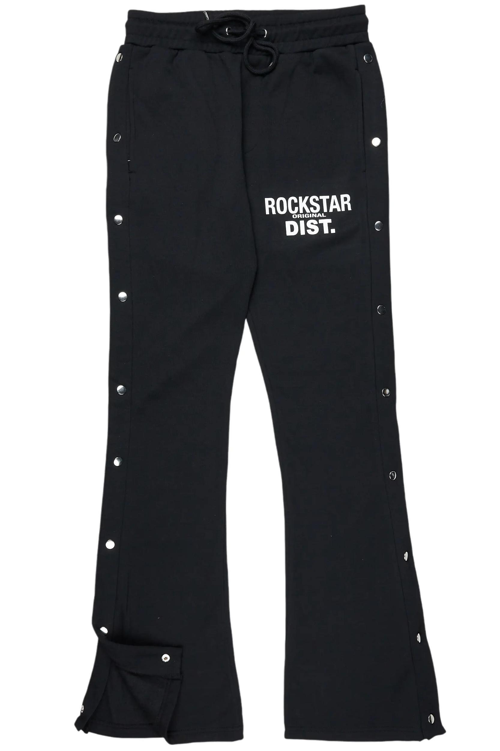 Alpine Black Baggy Snap Button Pant Male Product Image
