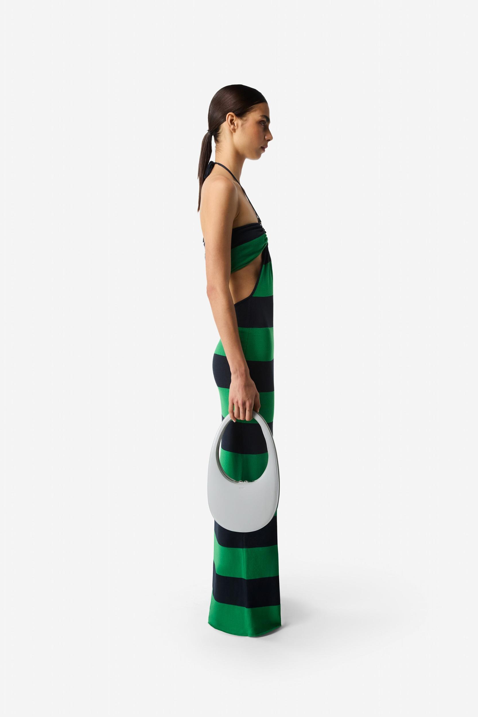 Knitted Striped Halter Dress Product Image