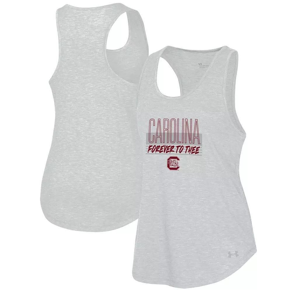 Women's Under Armour Heather Gray South Carolina Gamecocks Breezy Racerback Tri-Blend Tank Top, Size: XL, Grey Product Image