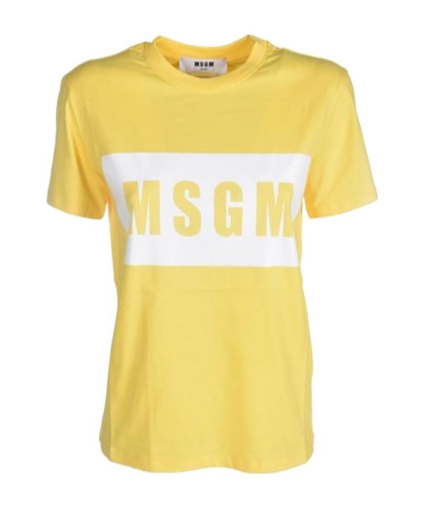 MSGM Round-necked Logo T-shirt In Yellow Product Image